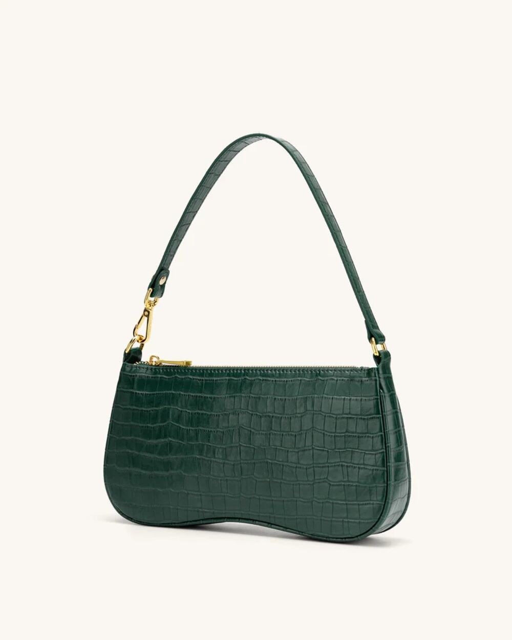 JW Pei Eva Women's Dark Green Croc Vegan Leather Zip Shoulder Bag Handbag OS